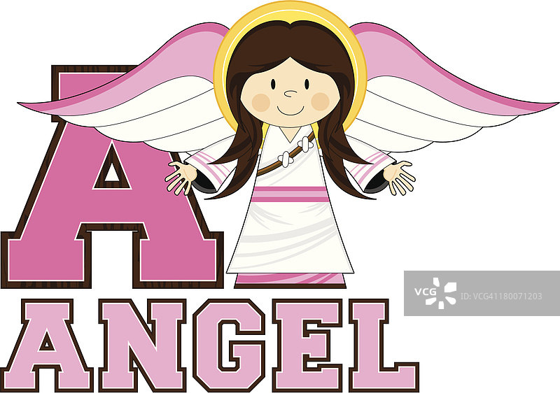 天使学习字母A图片素材