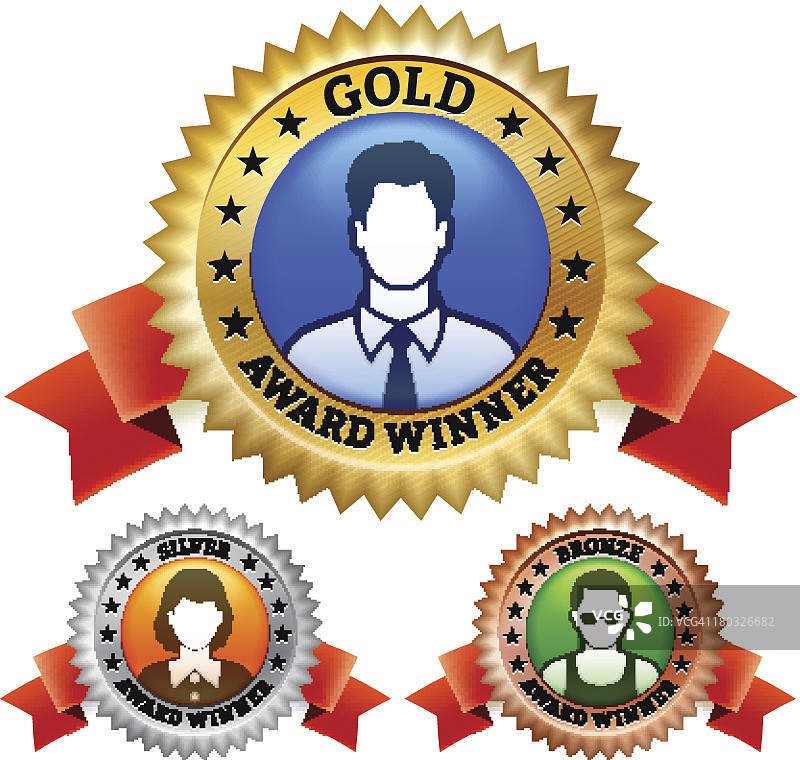 男人和女人赢得职业奖章图片素材