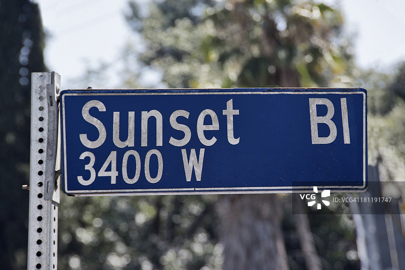 日落大道街道路牌，洛杉矶图片素材