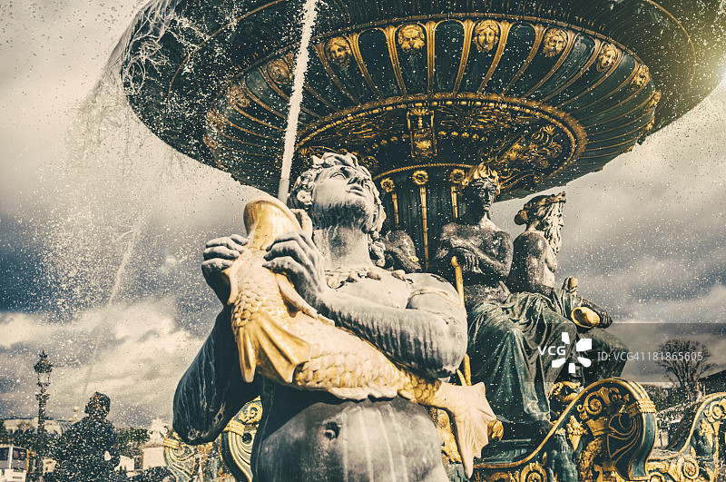 巴黎协和广场喷泉图片素材