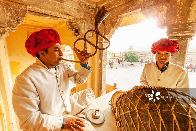 印度斋浦尔的印度音乐家图片素材