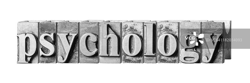 用金属印刷机字母写成的“心理学”图片素材