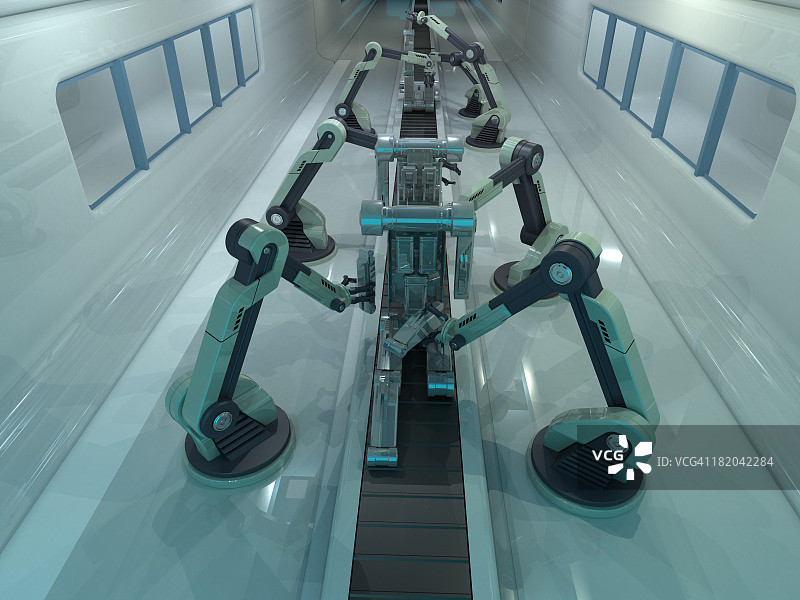 带有手臂和金属的传送带图片素材