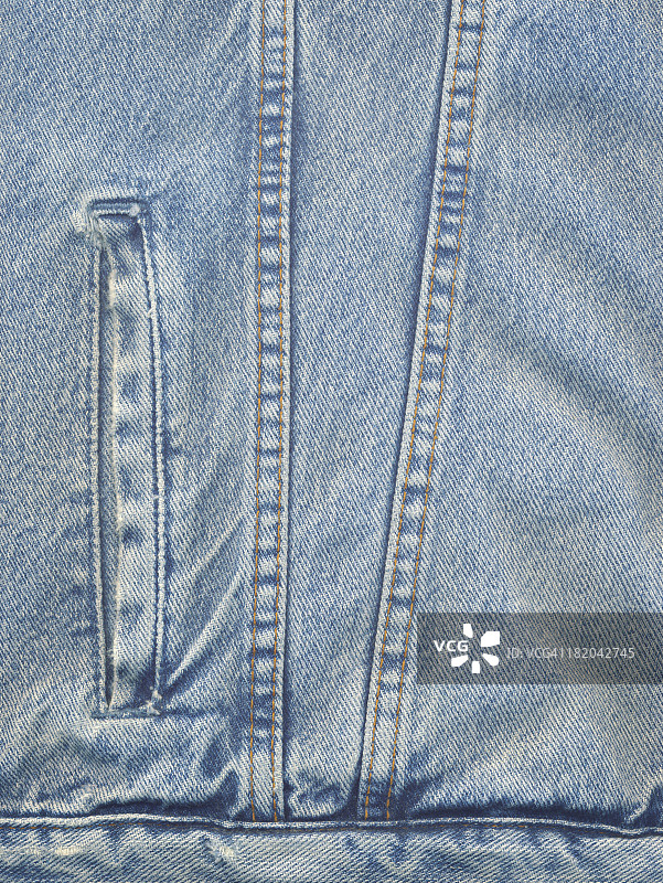 高分辨率粉蓝色牛仔夹克细节图片素材