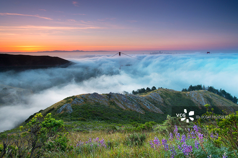 马林岬和旧金山湾图片素材