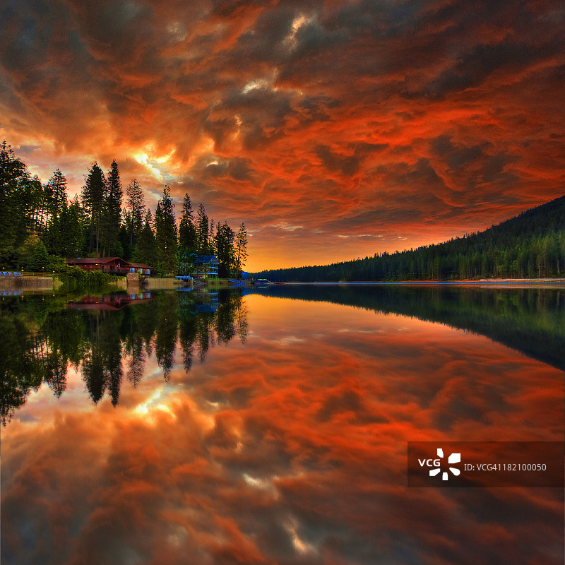 贝斯湖日落图片素材