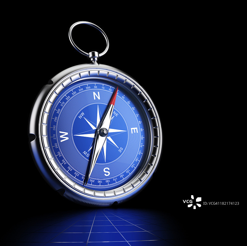 蓝色地理背景上的指南针图片素材