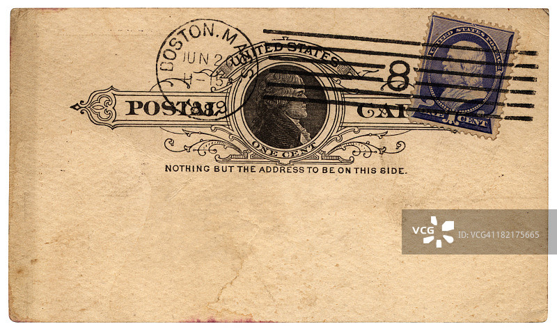 1889年从美国波士顿寄往英国的明信片图片素材