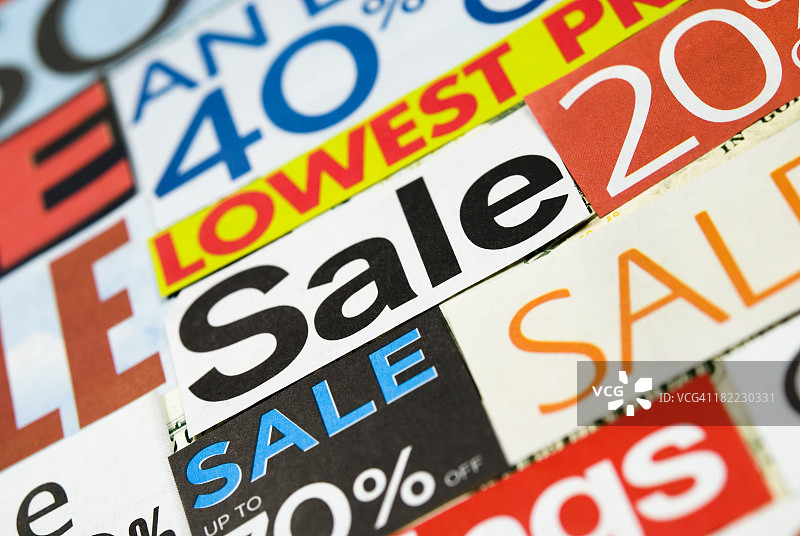 促销标志、报纸和宣传单剪报 - VII图片素材