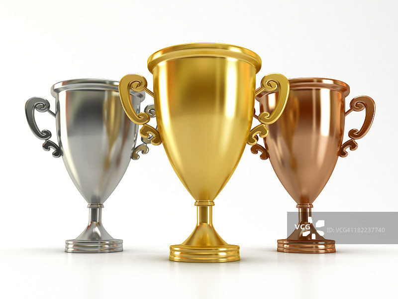金色、银色和铜色奖杯图片素材