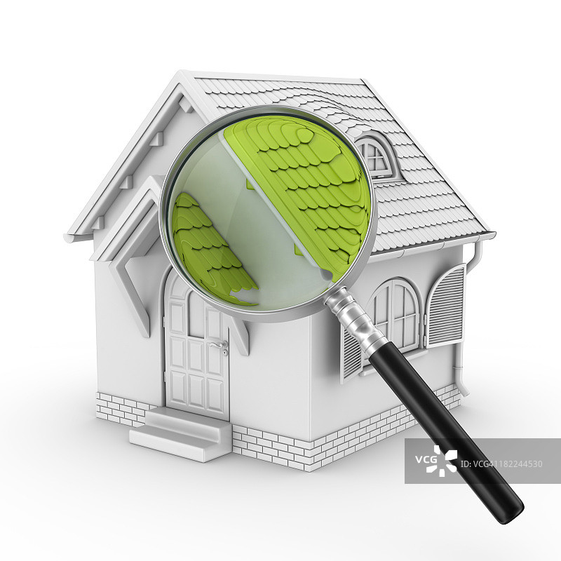 放大镜下的房屋图片素材