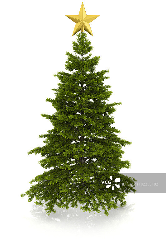 带有金色星星的圣诞树图片素材