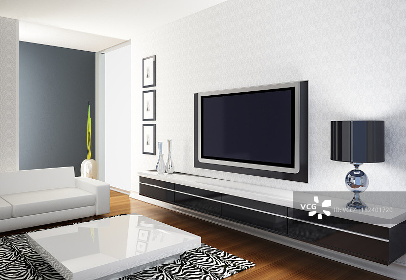 配有电视的现代客厅图片素材