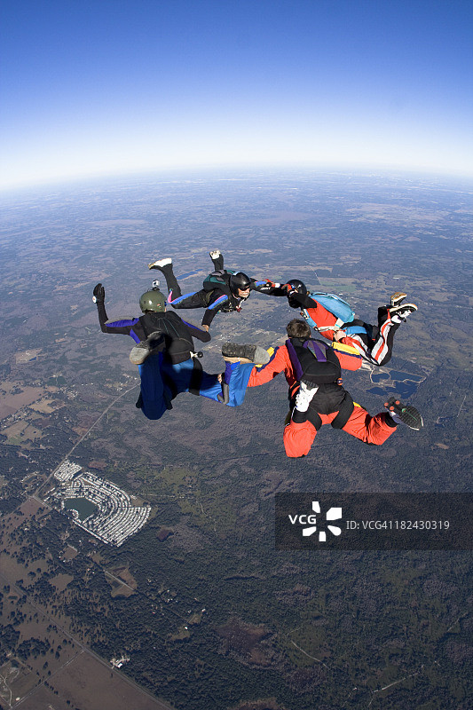 自由落体跳伞队形图片素材