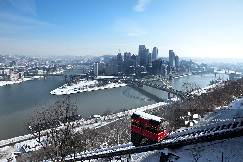 宾夕法尼亚州匹兹堡朦胧的冬日早晨图片素材