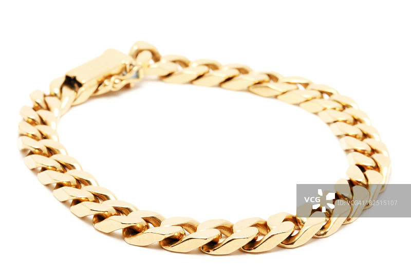 白色背景上的金色链条图片素材