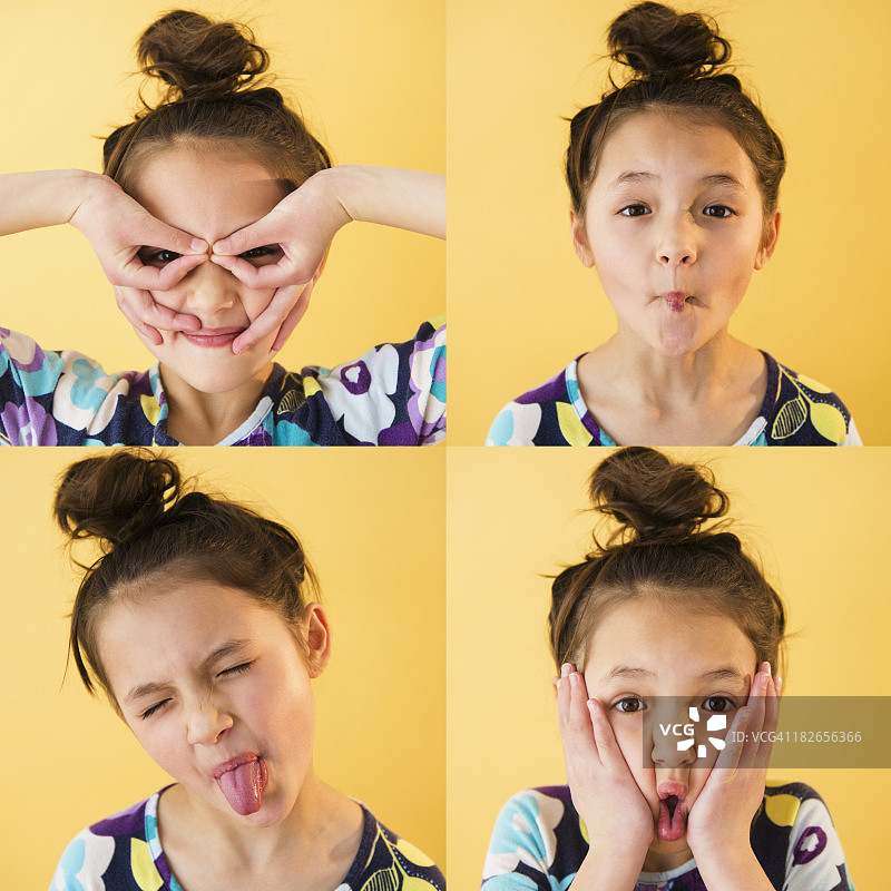 混血女孩做鬼脸图片素材