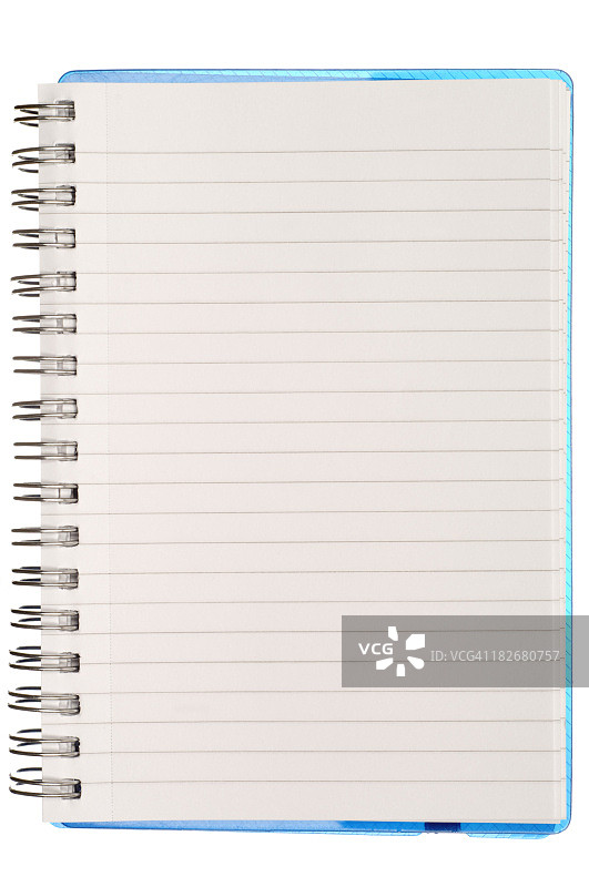 白色背景上的空白横格笔记本图片素材