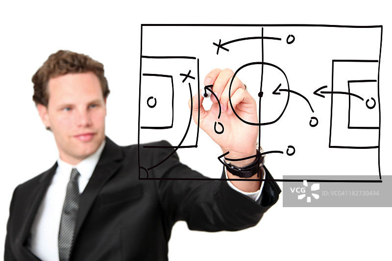 经理讲解足球策略图片素材