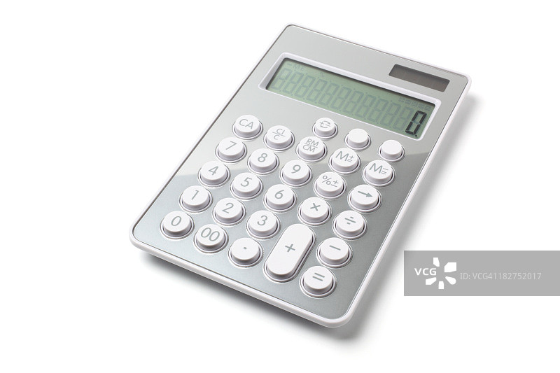 白色背景上的现代灰色计算器图片素材