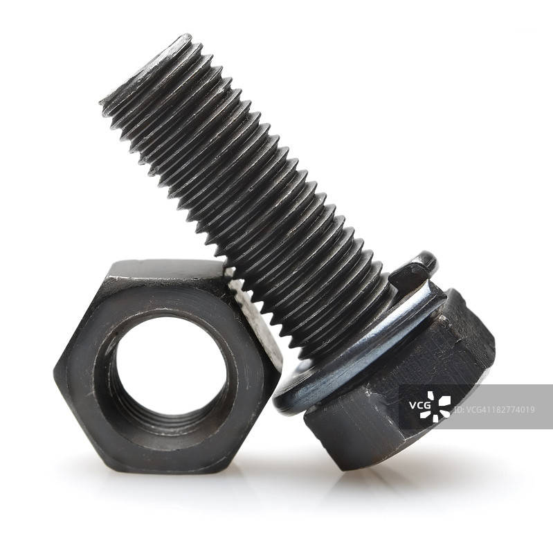 不锈钢螺栓和螺母特写图片素材