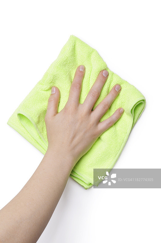 用绿色抹布清洁图片素材