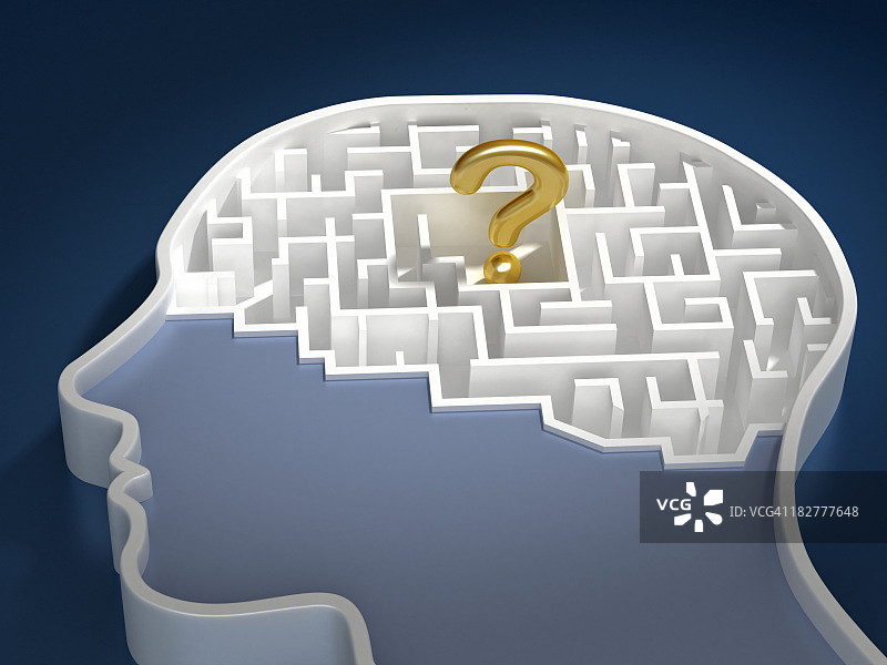大脑中的问号图片素材