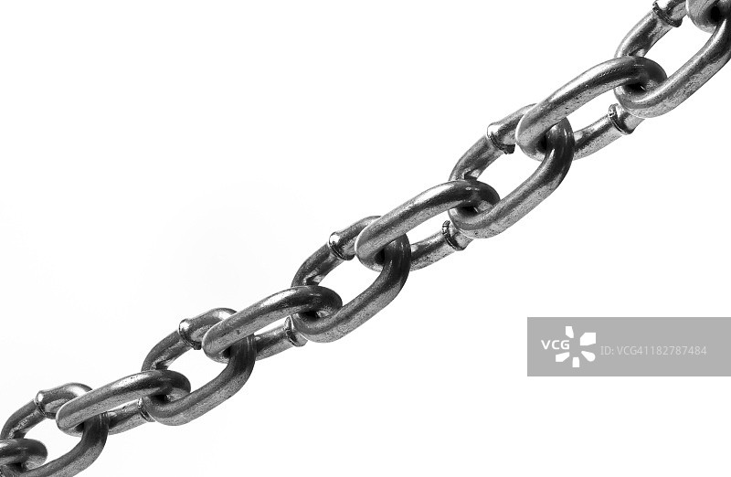 白色背景上隔离的重型钢链图片素材