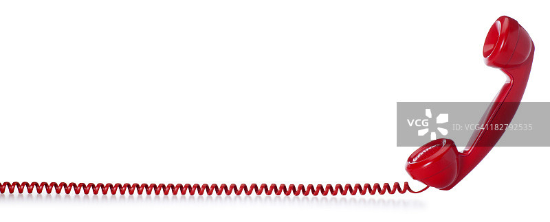 红色老式电话白色背景图片素材
