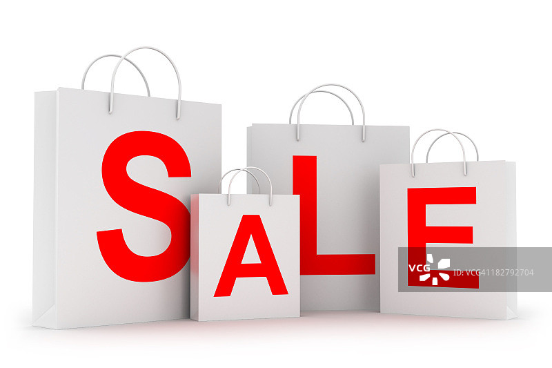 带有红色促销信息的购物袋图片素材