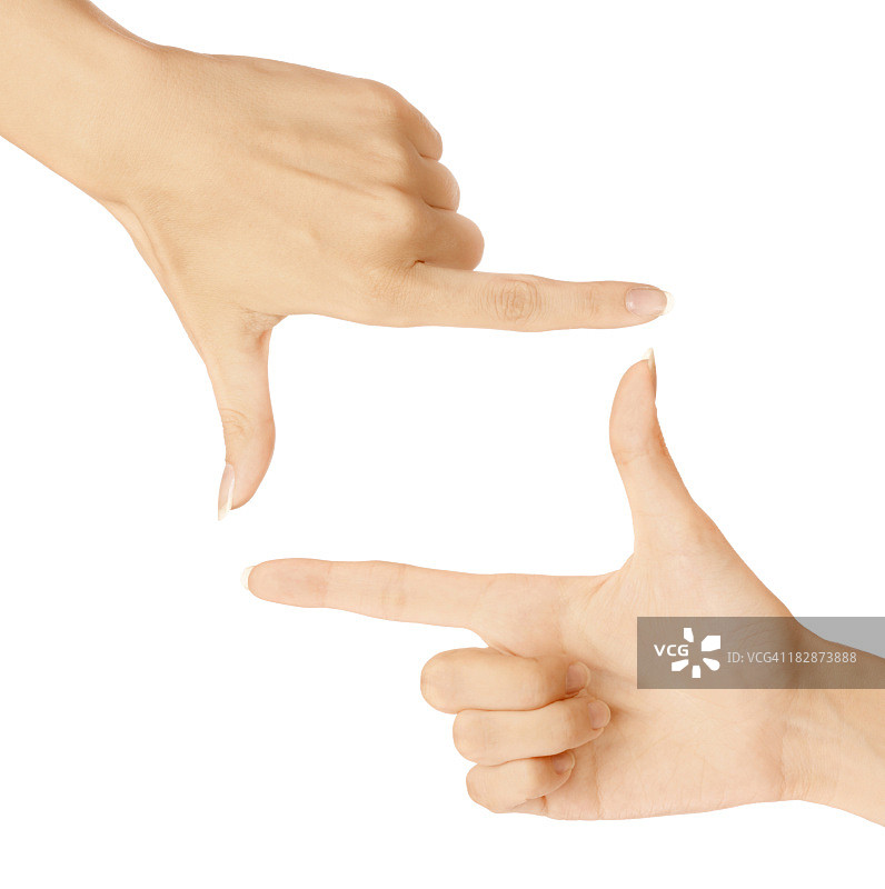 伸出拇指和食指的两只手图片素材