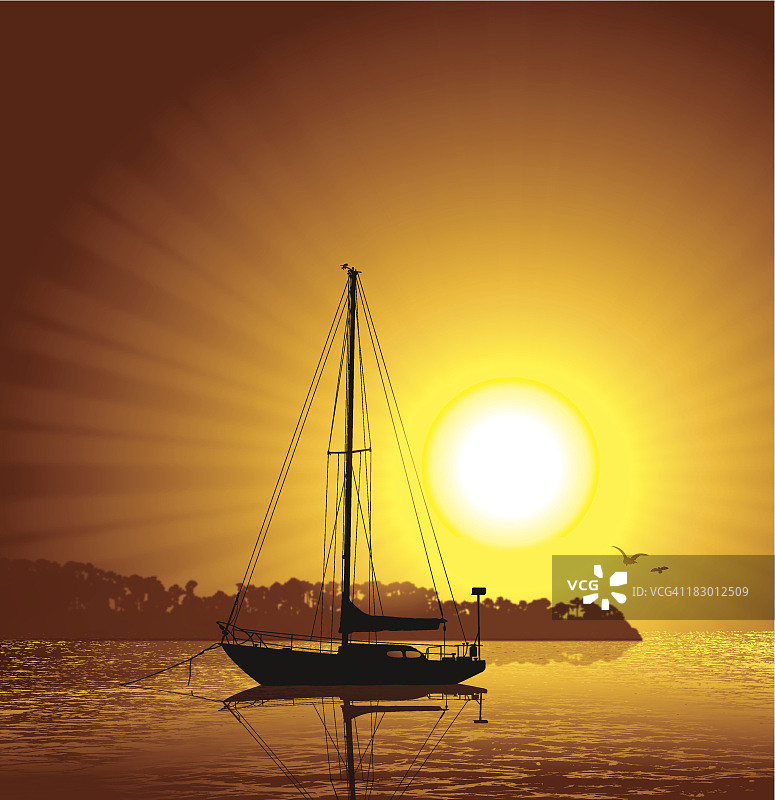 日落时的帆船-旅行背景图片素材