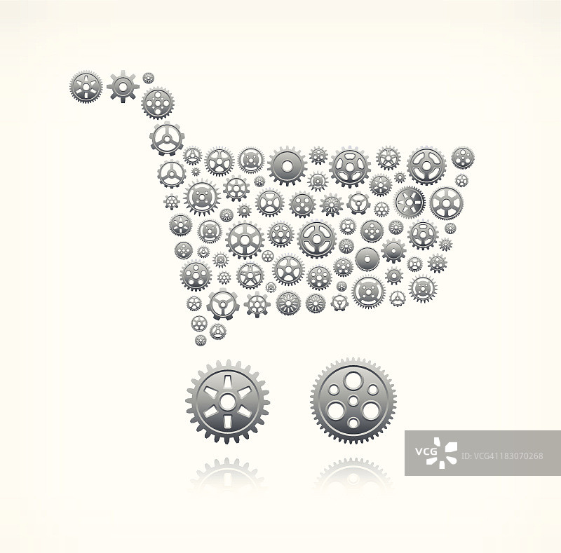 白色背景上的免版税矢量齿轮购物车图片素材