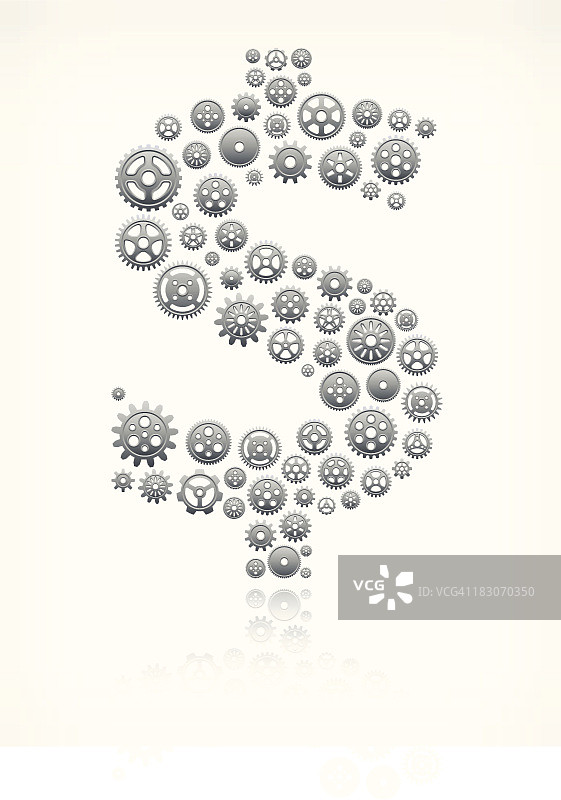 白色背景上的美元和免版税矢量齿轮图片素材