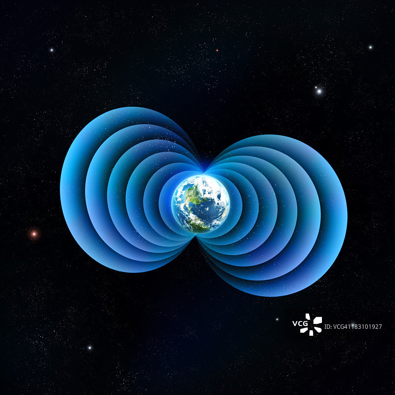 地球磁场数字插画图片素材