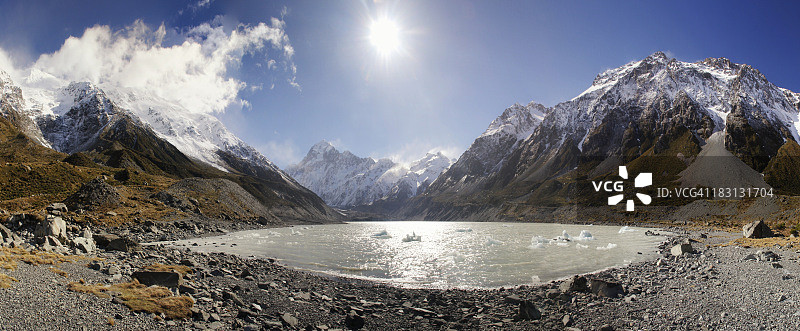 库克山胡克湖全景图片素材