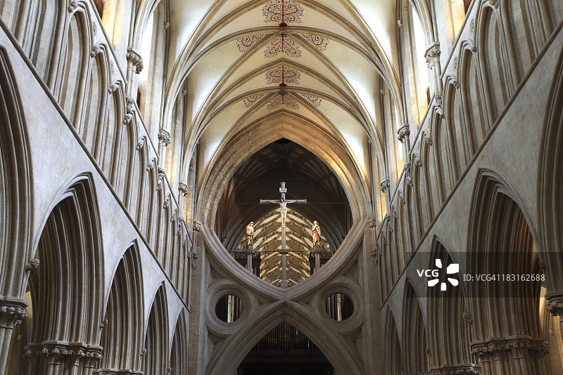威尔斯大教堂内部主通道图片素材