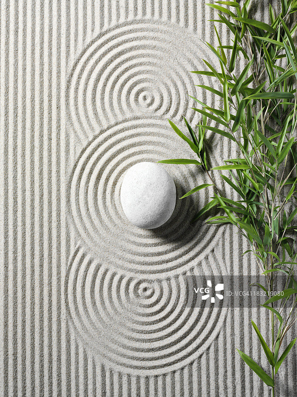 禅意花园中的竹子图片素材