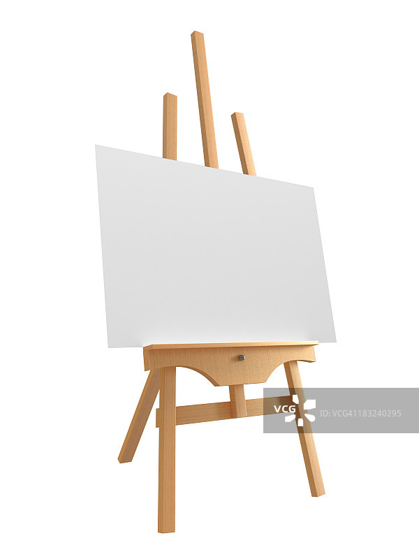 大型木制画架上的空白画布图片素材