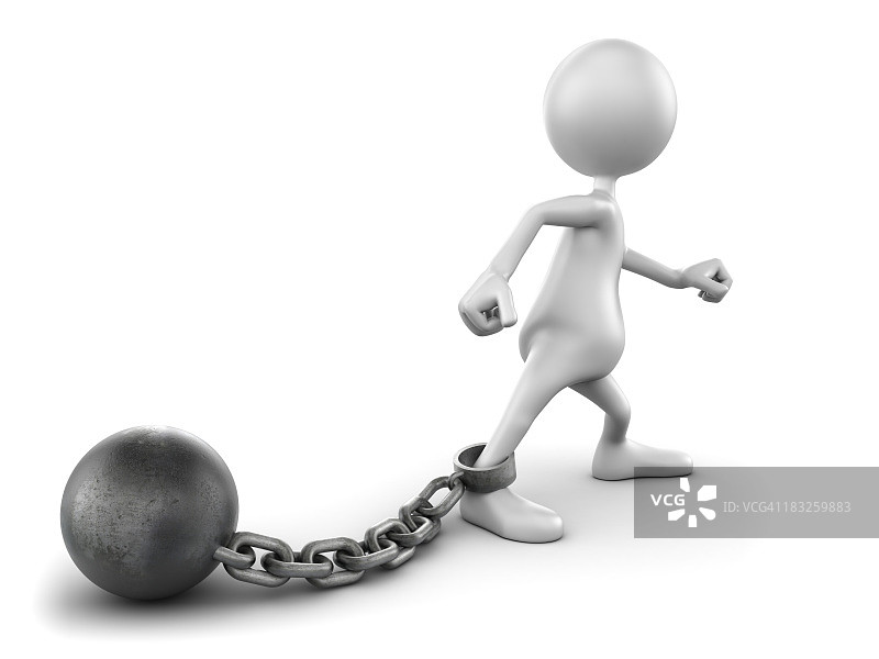 带球和链条的3D男人（带裁剪路径）图片素材