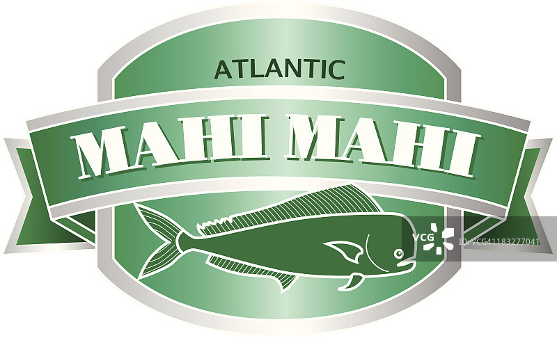 鲯鳅鱼海鲜标签或贴纸图片素材