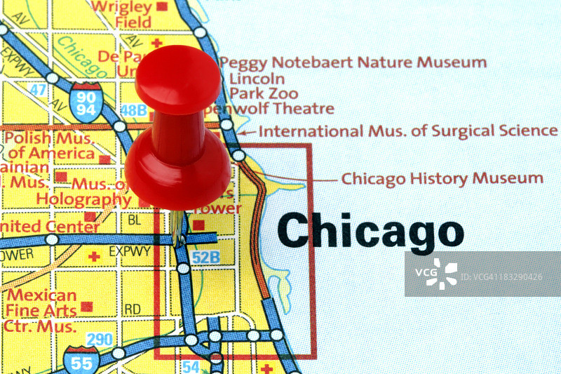 地图上的芝加哥，伊利诺伊州图片素材
