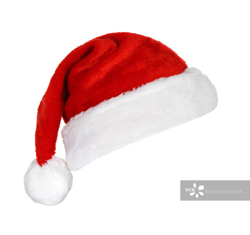白色背景上的节日红白圣诞帽图片素材