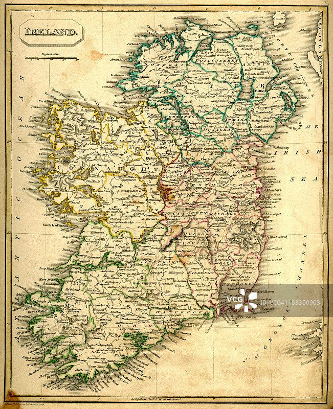 爱尔兰古地图图片素材