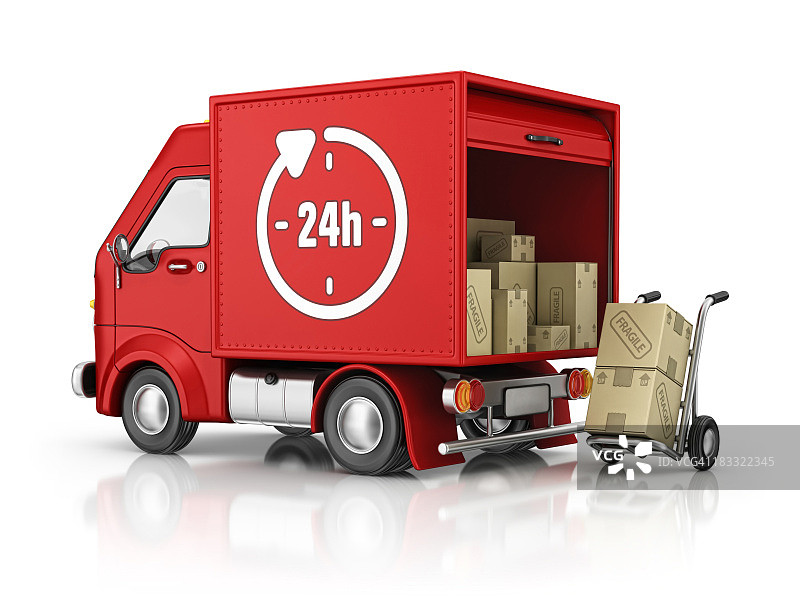 货车和24小时标志图片素材