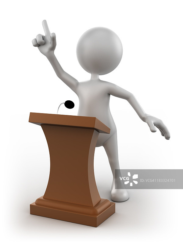 3D男人在讲台上演讲图片素材