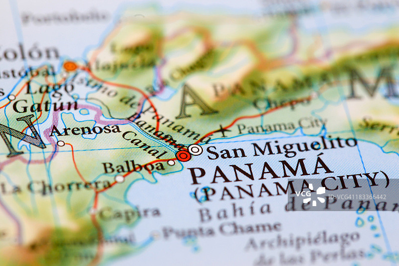 彩色巴拿马地图特写图片素材