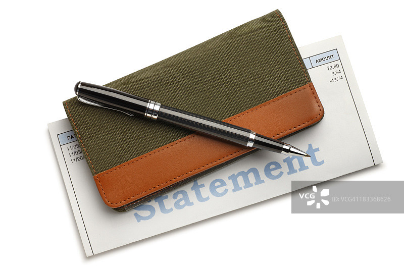 笔、支票簿和账单图片素材