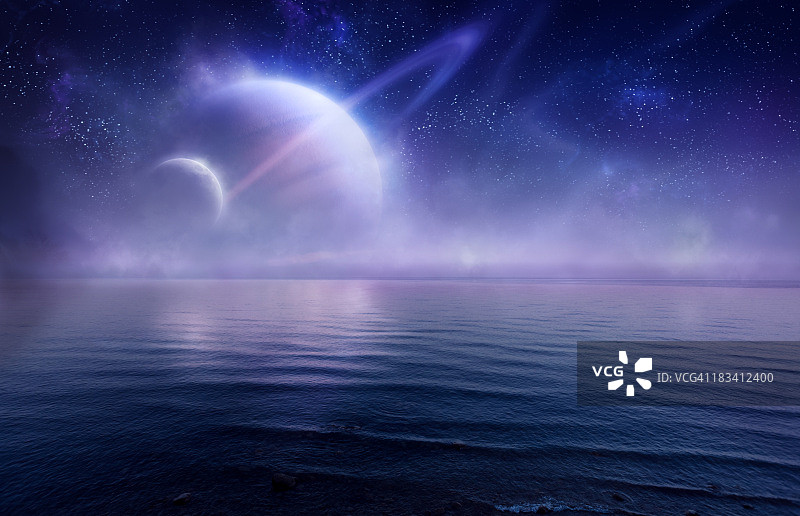 未来主义的傍晚海景图片素材