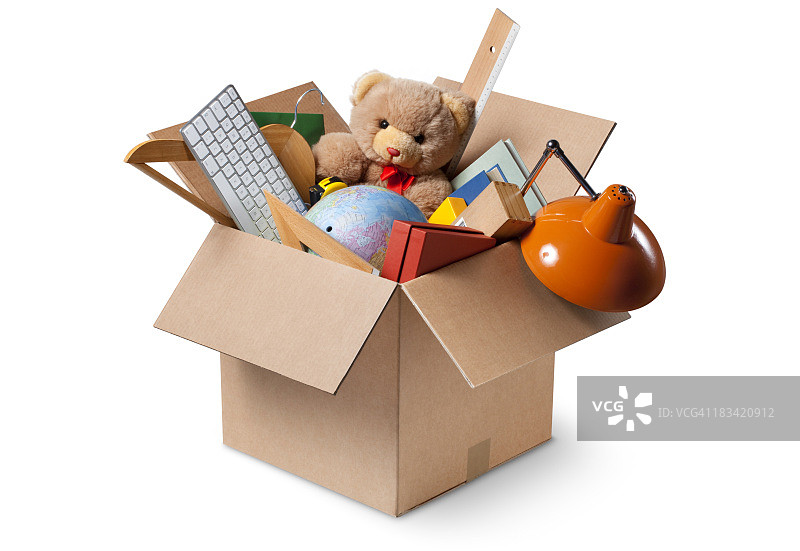 搬家：装有各种物品的纸箱图片素材